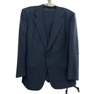 VTG Burberrys Mob Boss 100% Pure Wool Blue Houndstooth Plaid Men Suit 48R